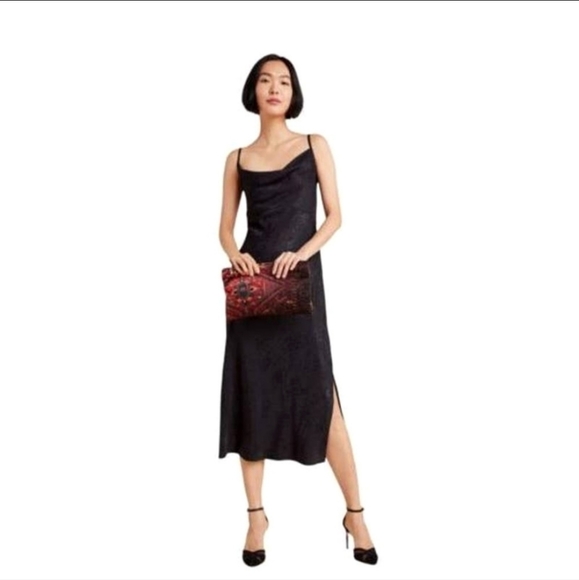 Anthropologie Dresses & Skirts - BY Anthropologie Jacquard Bias Cut Slip Dress Black Size 14
